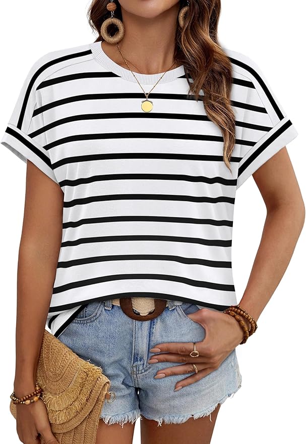WIHOLL Womens Tops Short Sleeve Shirts Summer Outfits 2026 Spring Dressy Casual Clothes Clothing photo 2