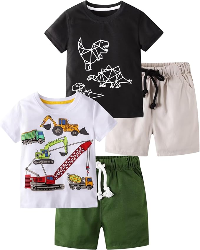 Boy Summer Clothes Toddler Outfits Kids Cotton Short Sets 2-7 Years | 2-Piece Short Sleeve Shirt Sets