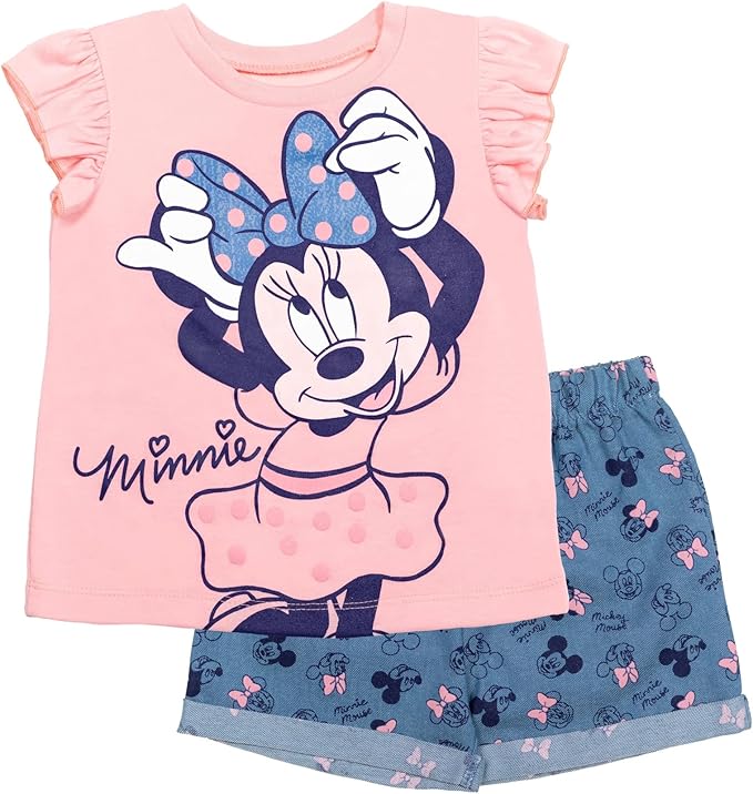 Disney Mickey Mouse & Friends Girls' 2-Piece T-Shirt and Shorts Set for Baby & Kids