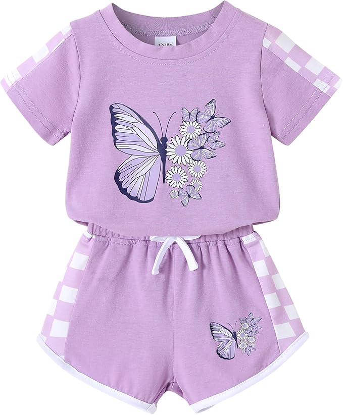 YOUNGER TREE Toddler Infant Baby Girls Summer Outfits Leopard Print Short Sleeve Pocket T-Shirt Tops Pants Clothes Sets