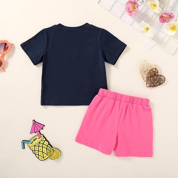 Toddler Baby Girls Summer Outfits Smiley Face Short Sleeve T-Shirt + Shorts Set Cute 2Pcs Clothes 6M-5T photo 3