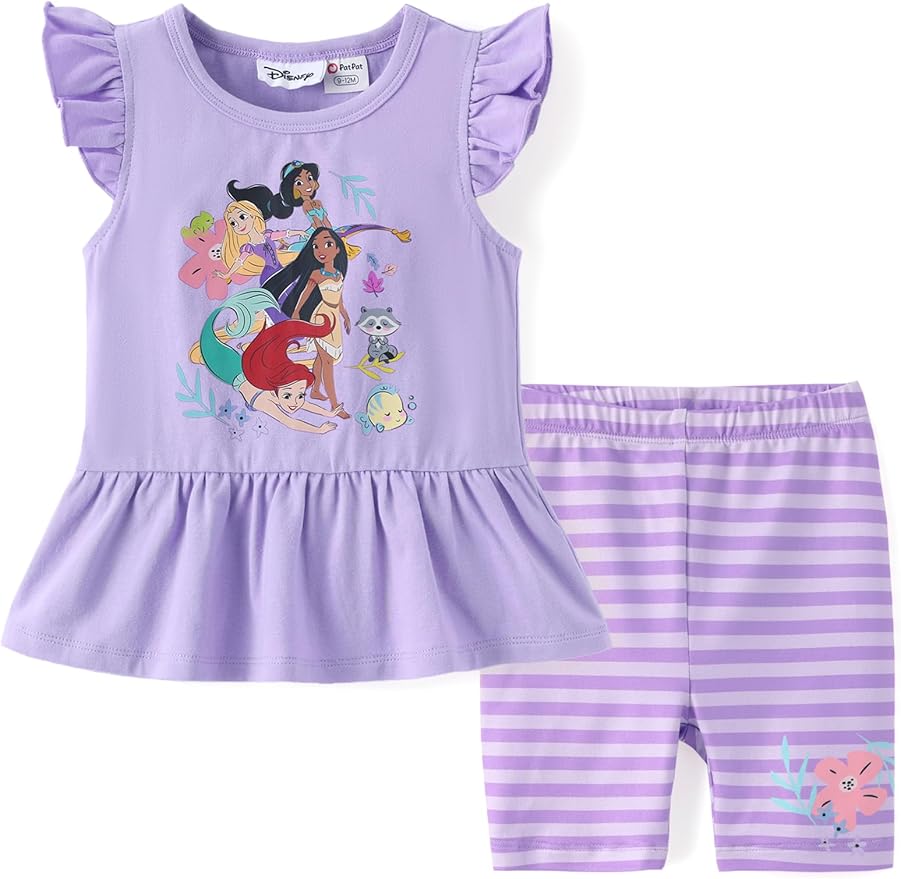 Disney Minnie Mouse Frozen Princess Marvel Toddler Girls Clothes Long Sleeve Sweatshirt + Leggings 2pcs Outfits   Set 2-6Y