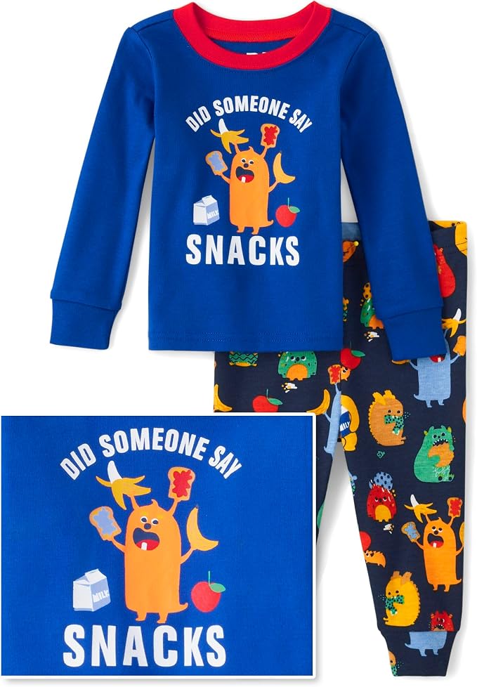 The Children's Place baby boys Button Long Sleeve Top and Pants Snug Fit 100% Cotton 2 Piece Pajama Set photo 3