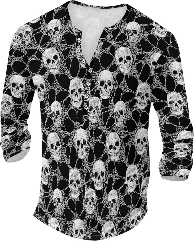 Zhyaj Henley Shirts for Men Casual Workwear Lightweight Long Sleeve T-Shirts Quick Dry Shirts Graphic Club Pullover Tee