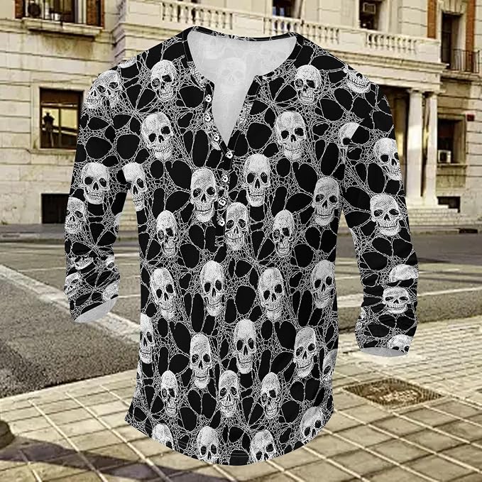 Zhyaj Henley Shirts for Men Casual Workwear Lightweight Long Sleeve T-Shirts Quick Dry Shirts Graphic Club Pullover Tee photo 3