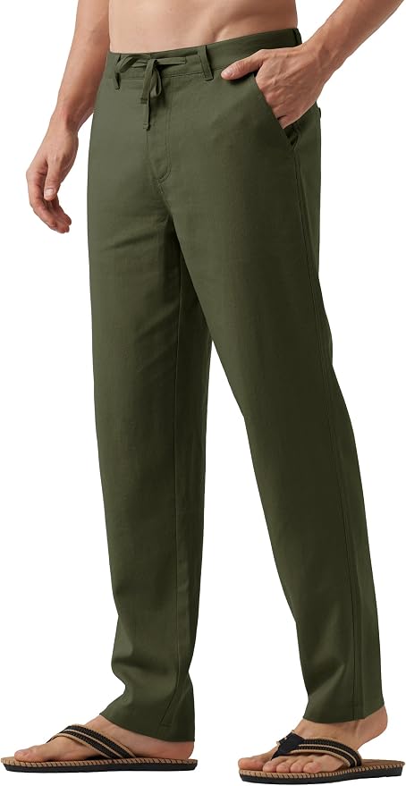 Willit Men's Linen Pants Casual Linen Dress Pants Drawstring Beach Summer Lightweight Trousers 29" 30" 32" photo 2