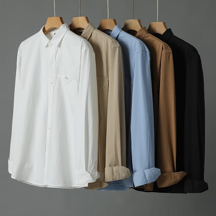 Casual Solid Color Cotton Long Sleeve Shirt for Men – Soft Comfortable Cardigan Style Daily Wear photo 2
