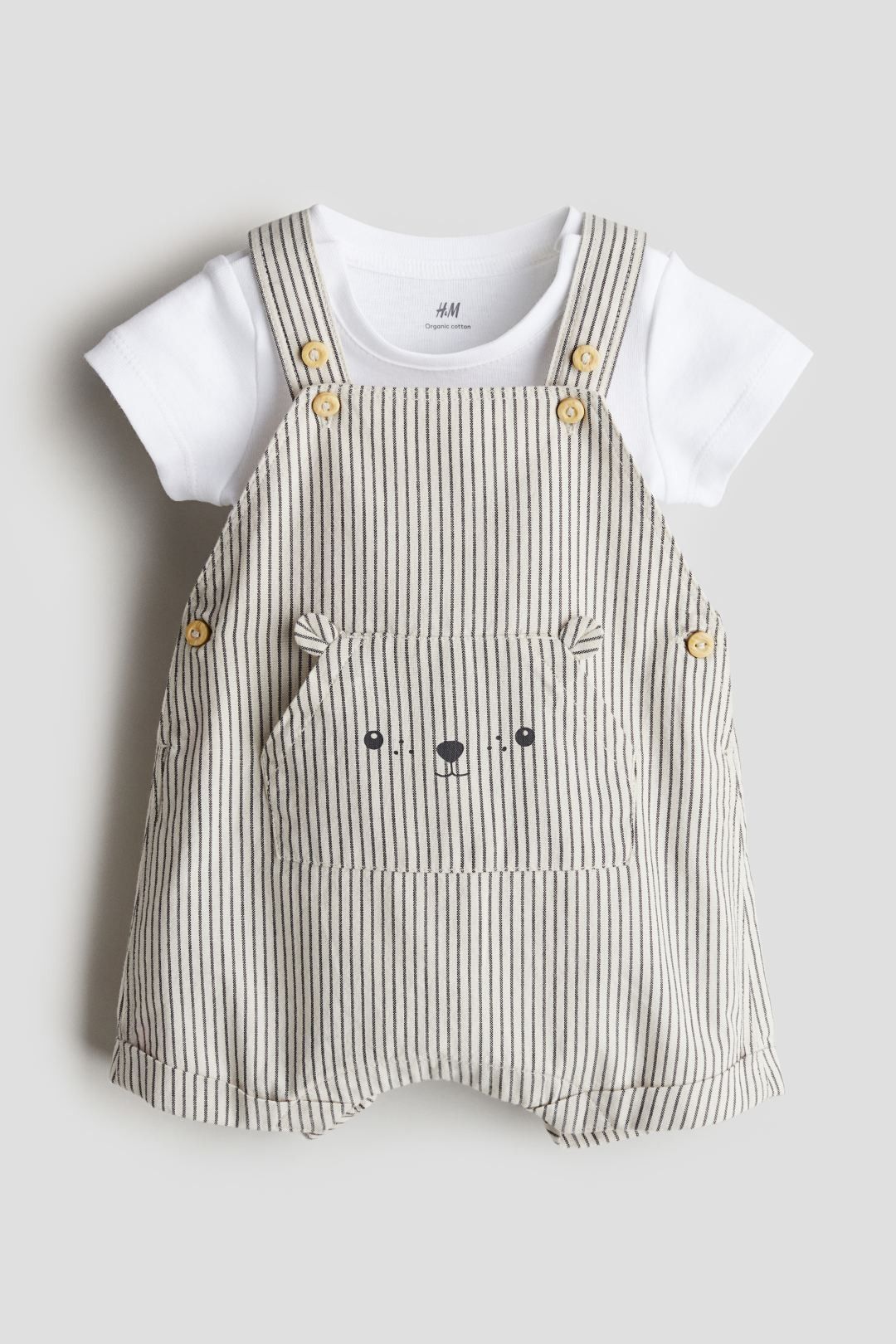 Baby Bear Pocket Dungaree Romper Set with Cotton T-Shirt – 2 Piece Outfit | Premium Baby Bear Dungaree Romper Set