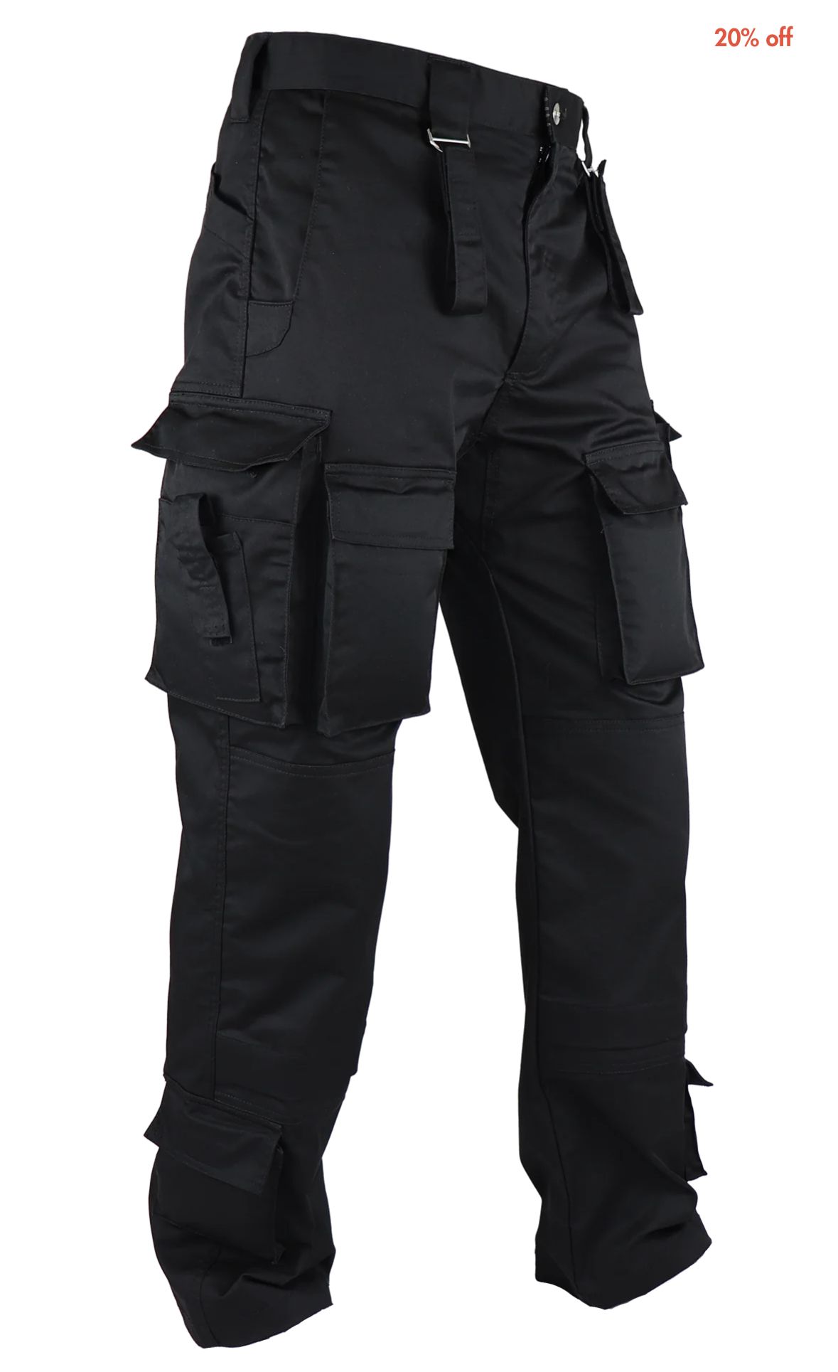 Men's Black Tactical Cargo Pants – Multi Pocket Utility Outdoor Trousers | Tactical Military-Inspired Design | Multiple Oversized Utility Cargo Pockets | Secure Button & Zip Closure