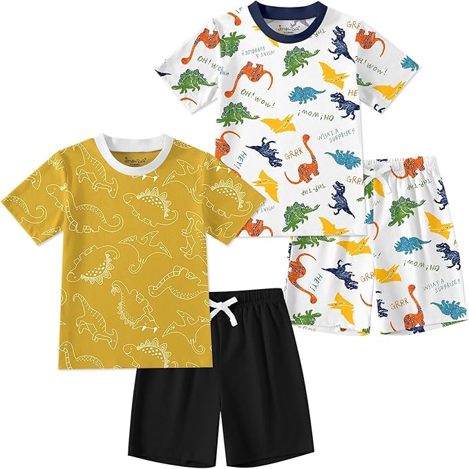 Jimonda Toddler Baby Boys Shirt Shorts Clothing Set Kids Short Sleeve Cotton Casual Outfits Outdoor 4pc Summer Clothes