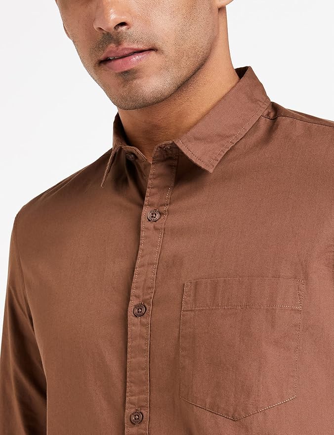 Amazon Brand - Symbol Men's Cotton Shirt | Casual | Plain | Full Sleeve | Summer - Regular Fit (Available in Plus Sizes) photo 3