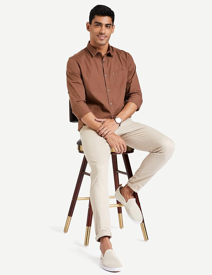 Amazon Brand - Symbol Men's Cotton Shirt | Casual | Plain | Full Sleeve | Summer - Regular Fit (Available in Plus Sizes) photo 2