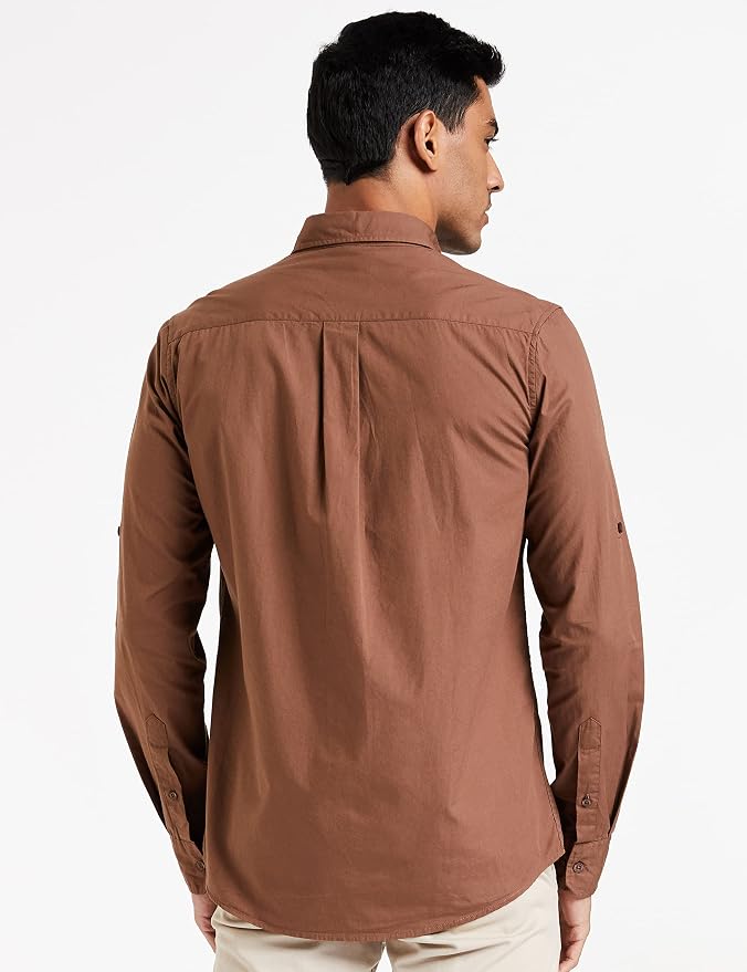 Amazon Brand - Symbol Men's Cotton Shirt | Casual | Plain | Full Sleeve | Summer - Regular Fit (Available in Plus Sizes)