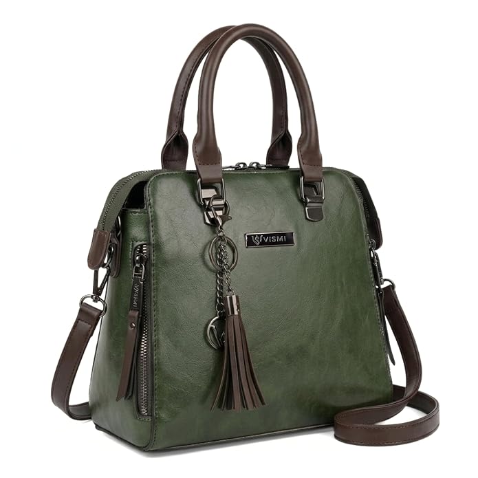 VISMIINTREND Hand bags for Women Stylish, Sling bag | Rakhi Gift for Sister | 6 Pockets Satchel / Handbag , PETA Approved Vegan Leather Ladies Purse for Office , Perfect Birthday & Rakshabandhan Gift