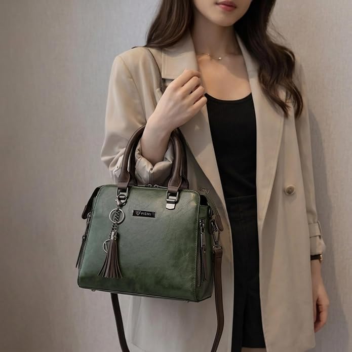 VISMIINTREND Hand bags for Women Stylish, Sling bag | Rakhi Gift for Sister | 6 Pockets Satchel / Handbag , PETA Approved Vegan Leather Ladies Purse for Office , Perfect Birthday & Rakshabandhan Gift photo 2