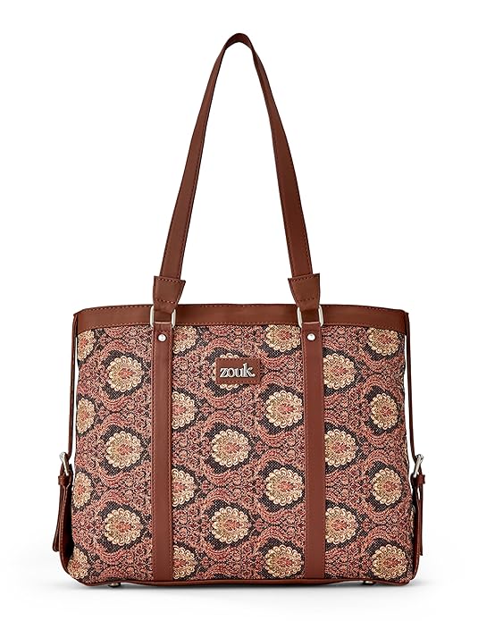 ZOUK Office Bag | Stylish Bags for Office Use | Laptop Bag 15.6 inch | Stylish Tote for Office Use | Purse for Women | Vegan Leather Handbag | Daily & Travel Use |