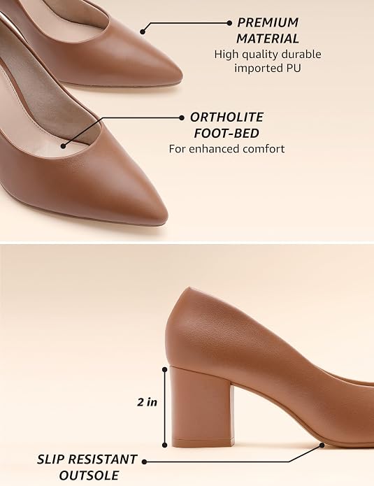 Symbol Premium Women's 'Desk to Dinner' Block Heel Pumps (Ortholite Insole|Stylish Heels) photo 3