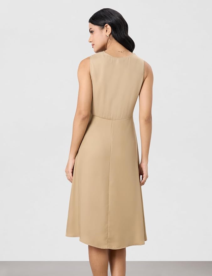 Symbol Premium Women's Cowl Neck Sleeveless Dress | Knee-Length | A-Line | Concealed Side Zipper (Available in Plus Sizes) photo 3