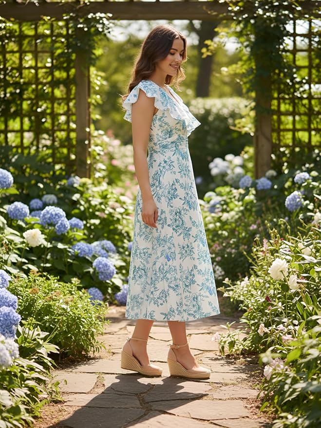 Leriya Fashion Dress for Women | Western Floral Printed One Piece Dress for Women midi | Casual Sleeveless Summer Dresses for Beach & Stylish Party Outifits photo 3
