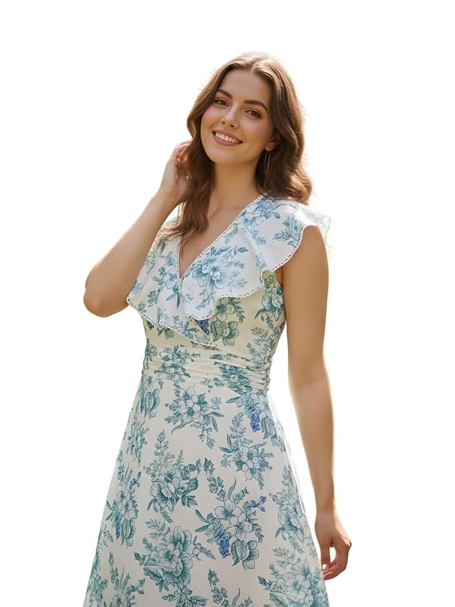 Leriya Fashion Dress for Women | Western Floral Printed One Piece Dress for Women midi | Casual Sleeveless Summer Dresses for Beach & Stylish Party Outifits