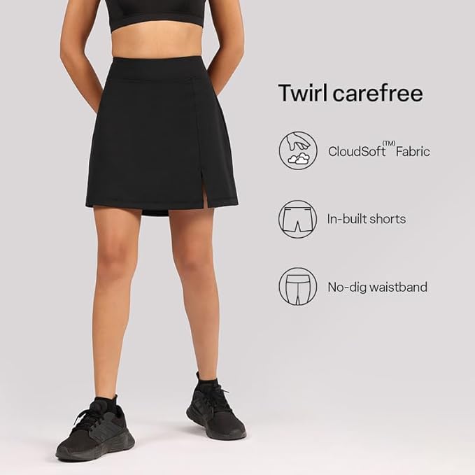 BlissClub Ultimate Skorts | in-Built Shorts | Side Pocket | Side Slit at Hem | Invisible Back Pocket | CloudSoft TM Fabric photo 3