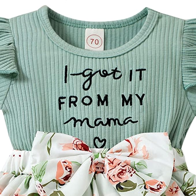 Hopscotch Girls Text Print Bodysuit with Headband In Green Color photo 3