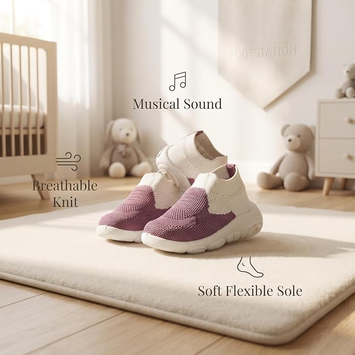 Infant Shoes for Baby Boys & Girls | Musical Sound Walking Shoes | First Walker Shoes for Toddlers | Lightweight Breathable Knit Sneakers | Soft Sole Comfortable Slip On Shoes for Newborns, Babies & K photo 2