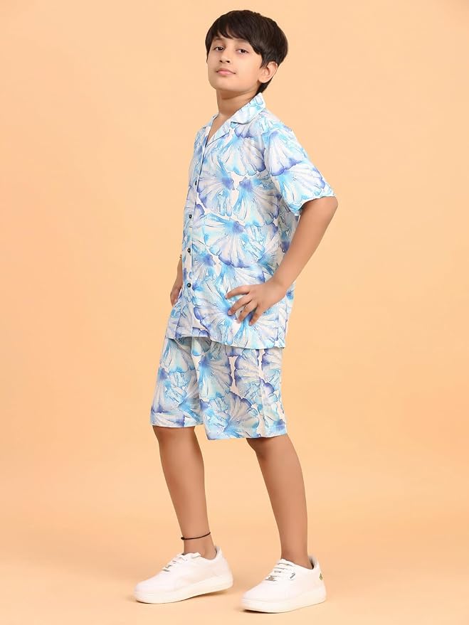 Ninos Dreams Boys Cotton Rayon Halfsleeves Coord Set with Shirt & Shorts/Boys Vacation wear/boys co ord set/Boys Tropical print Shirt & Shorts set/Boys Clothing Set photo 2